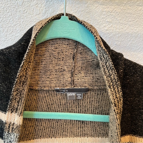 VINCE Textured Striped Wool/Cashmere Blend Cardigan - Picture 5 of 12